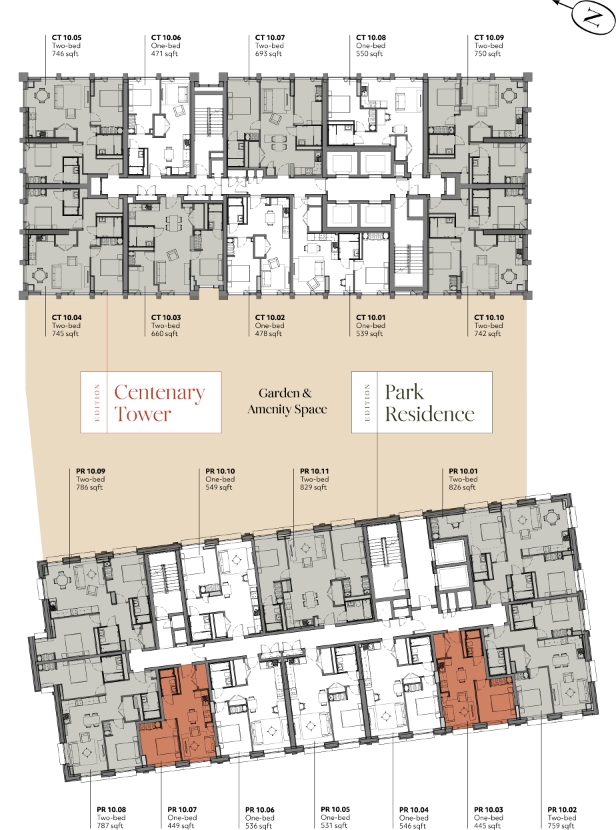 شقق بغرفة نوم واحدة Floorplan